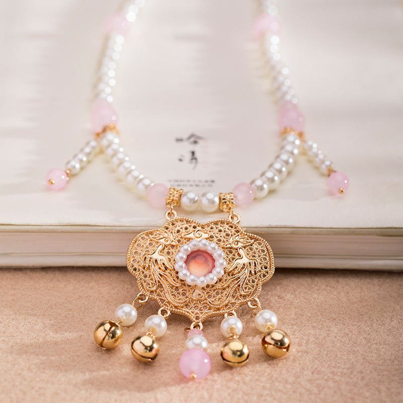 Antique Accessories Bell Safety Lock Pearl Necklaces