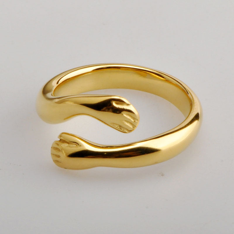 Warm Hug Titanium Steel Gold Plated Rings