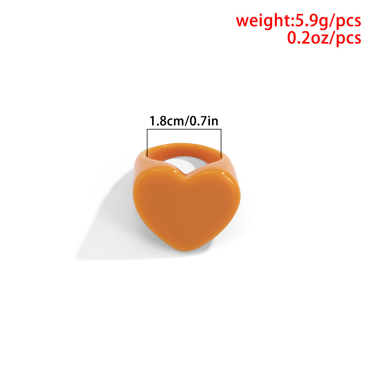 Women's Fashion Minimalist Candy Color Heart Shaped Vacation Style Rings
