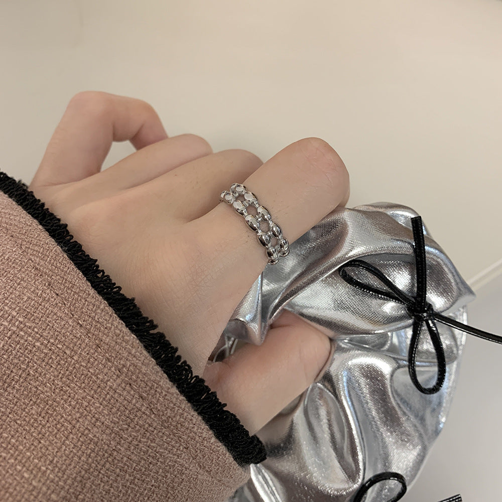 Bead Oval Wide Open Titanium Steel Rings