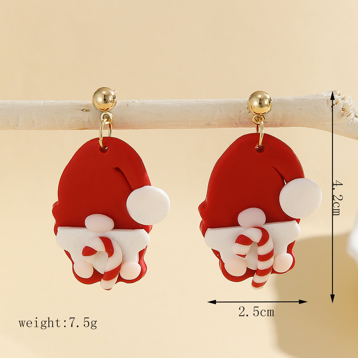 Handmade Polymer Red Santa Claus Clay Cute Earrings