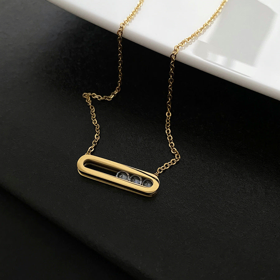 Women's No Fading Rectangular Flowing Zircon Clavicle Chain Gold Necklaces