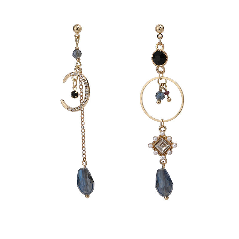 Women's Needle Elegant Retro Blue Long Dress Earrings