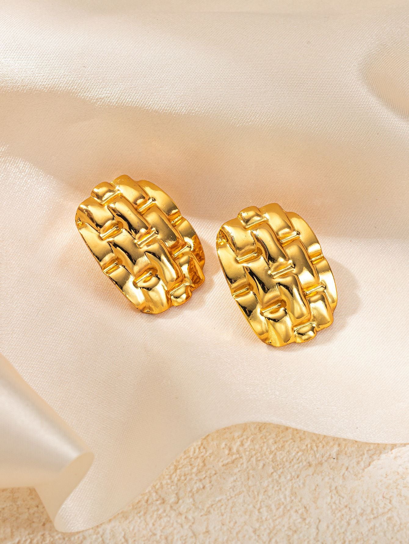 Stainless Steel Ginkgo Leaf Petals Golden Earrings