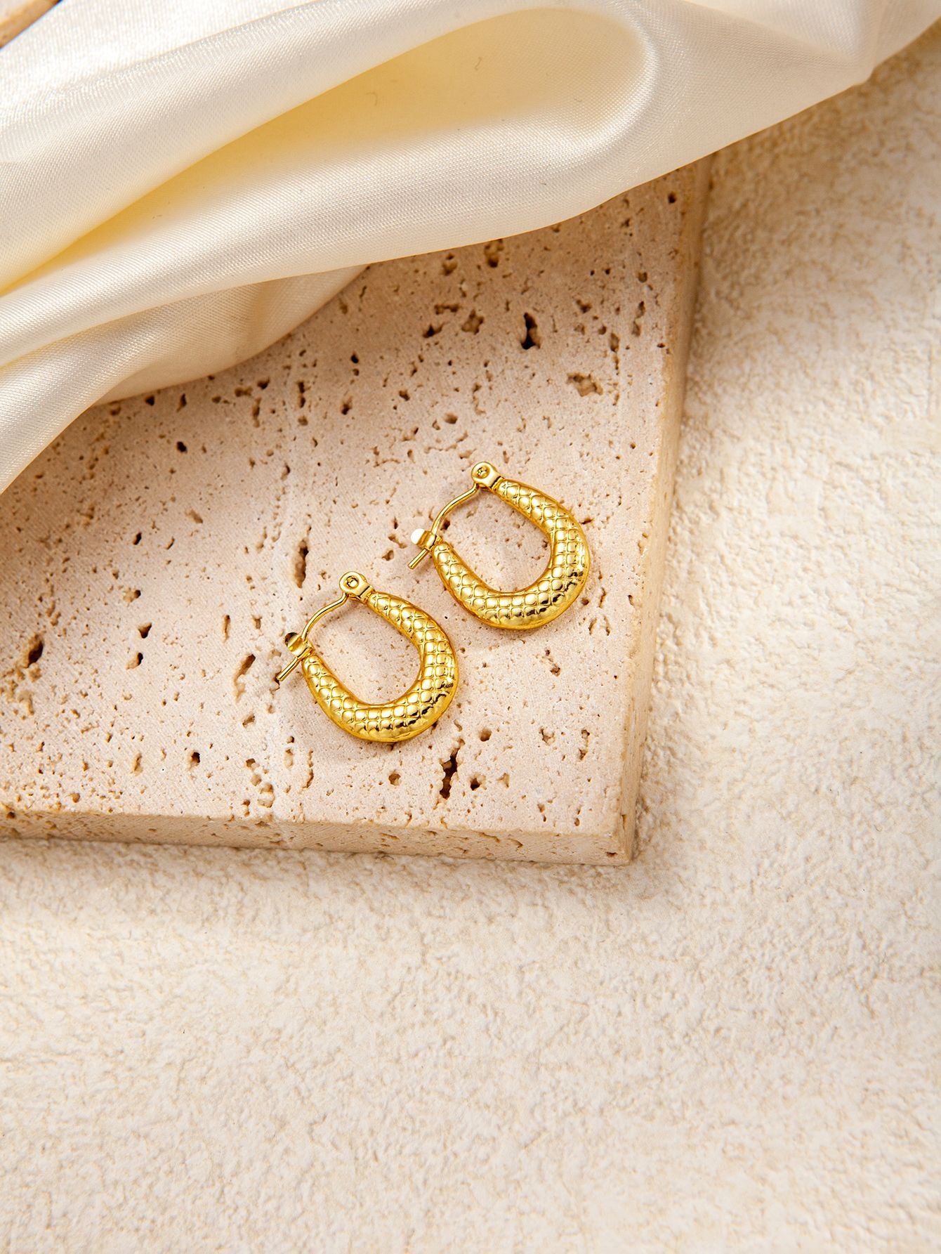 Stainless Steel Ginkgo Leaf Petals Golden Earrings
