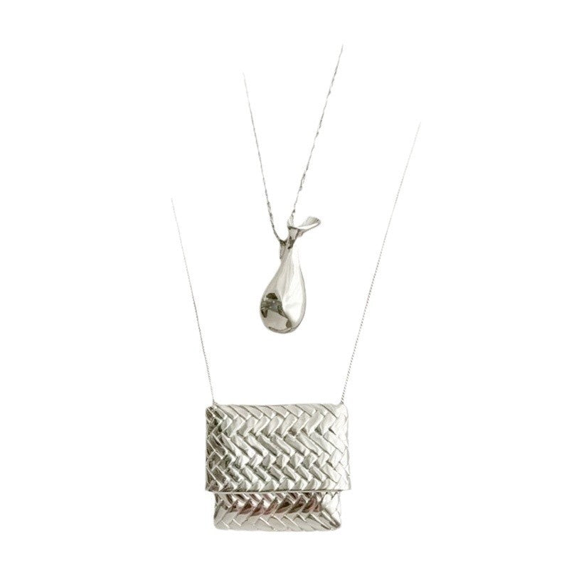 Mini Small Bag Woven Niche Twin Long Necklaces