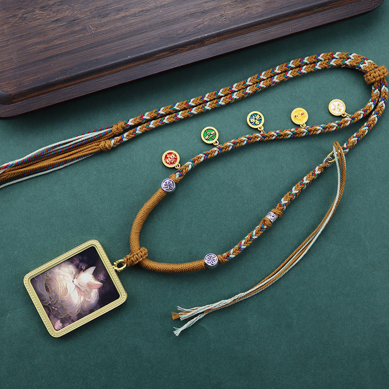 Hand Painted Golden Outline Eight Patron Necklaces