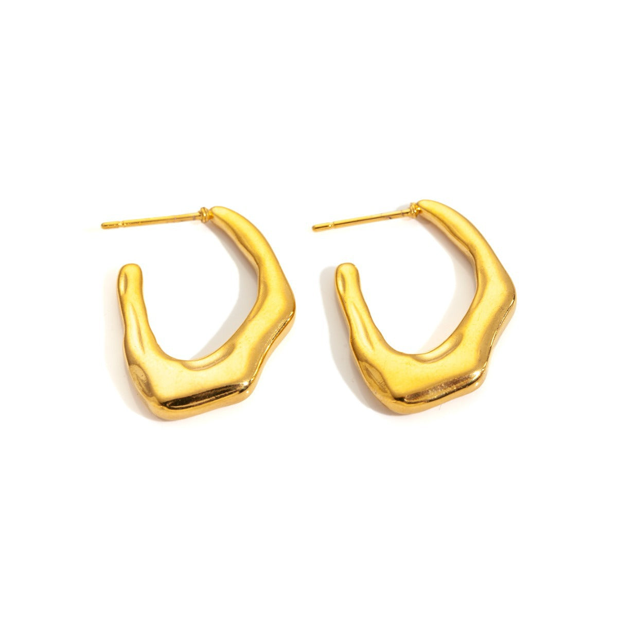 All Match Titanium Steel Gold-plated Texture Irregular Light Luxury Earrings