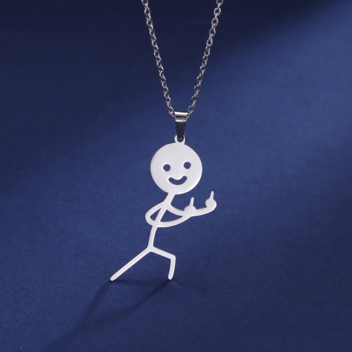 Personalized Simple Titanium Steel Vertical Two Middle Finger Pendants