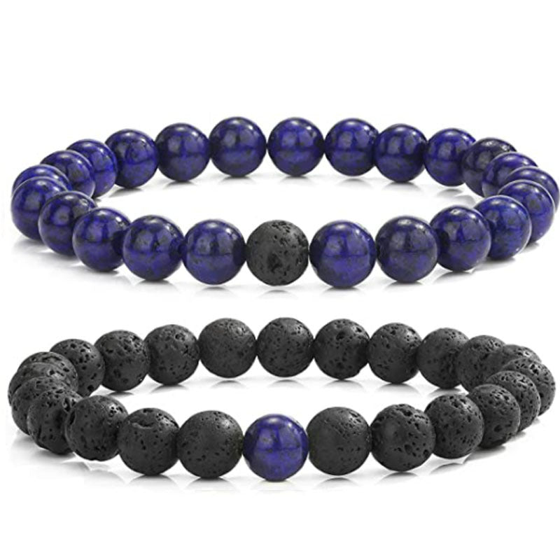 Men's Lava Stone Beads Couple Yellow Tiger Bracelets