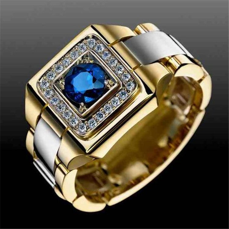 Fashion Popular Inlaid Blue Zircon Hand Rings