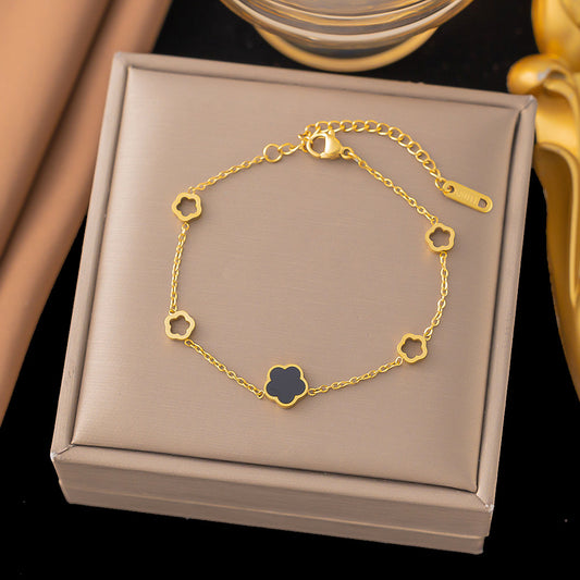 Parthenocissus Grass Flower Titanium Steel Female Niche Plum Bracelets