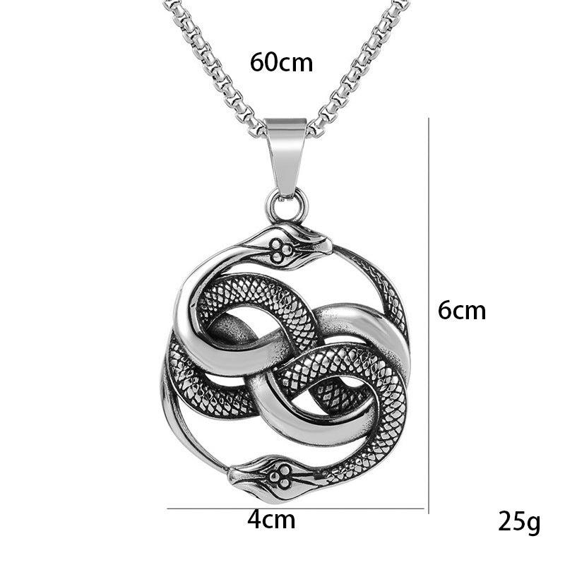 Men's Fashion Titanium Steel Double Snake Trendy Necklaces