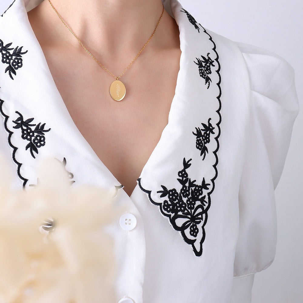 Carved Flower Titanium Steel Creative Design Necklaces