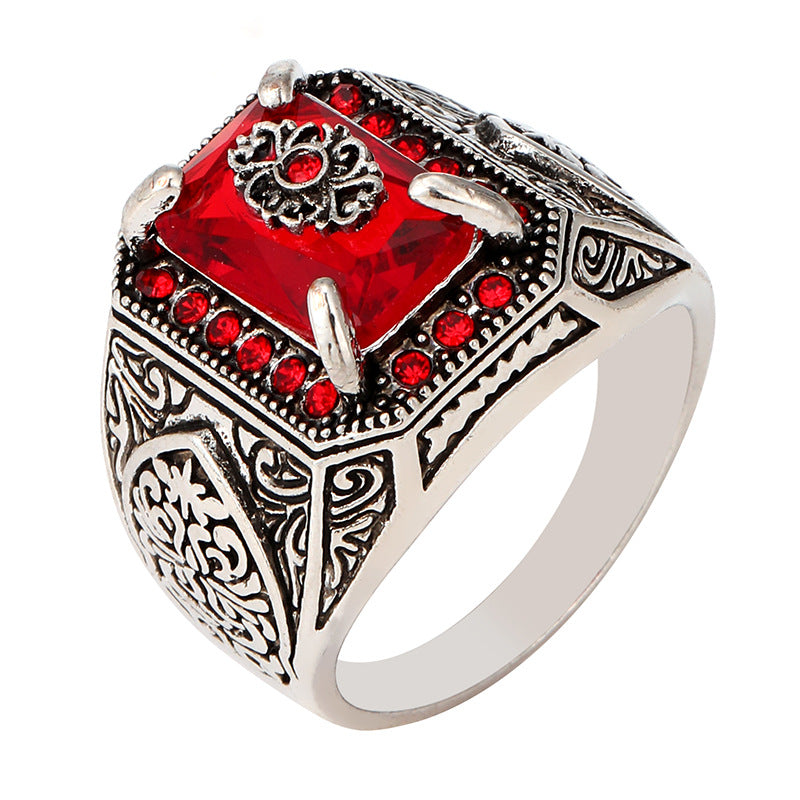 Men's Ornament Retro Black Square Alloy Punk Plating Rings