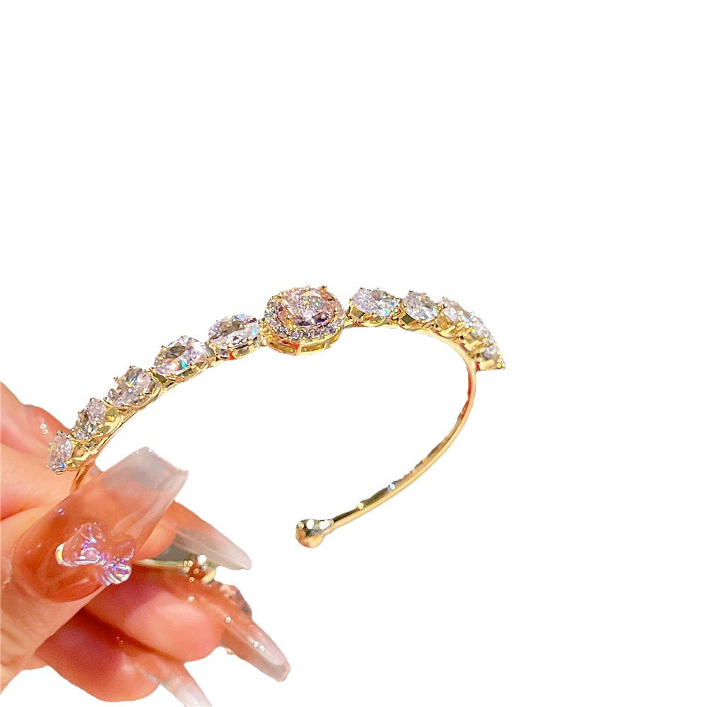 Summer Pink White Elegant Circle Zircon Niche Fresh Bracelet