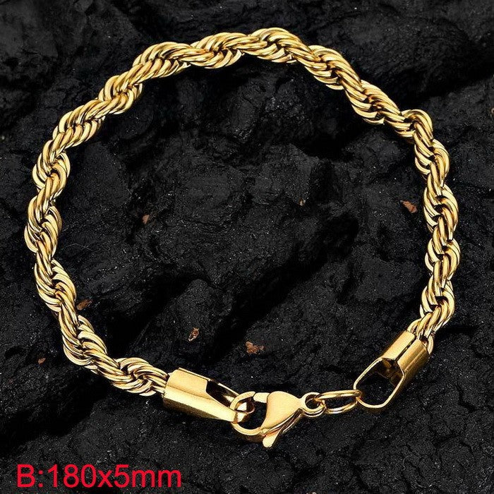 Women's & Men's Popular Simplicity Gold Stainless Steel Hemp Bracelets