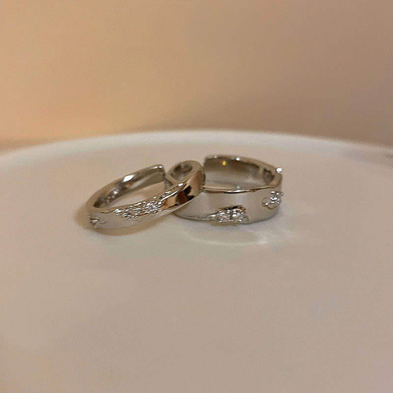 Broken Zircon Female Cold Wind Couple Rings