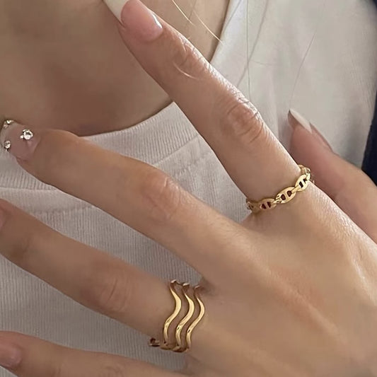 Women's Line Open Titanium Steel High Color Rings