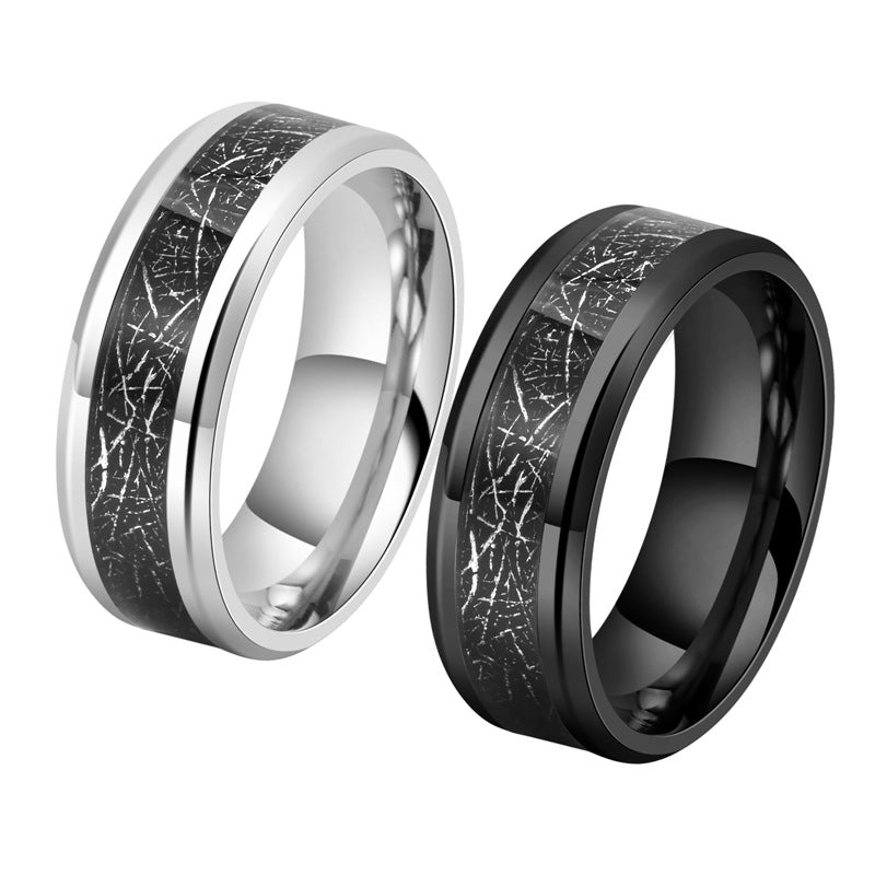 Men's Trendy Black Inlaid Silk Sports Style Rings