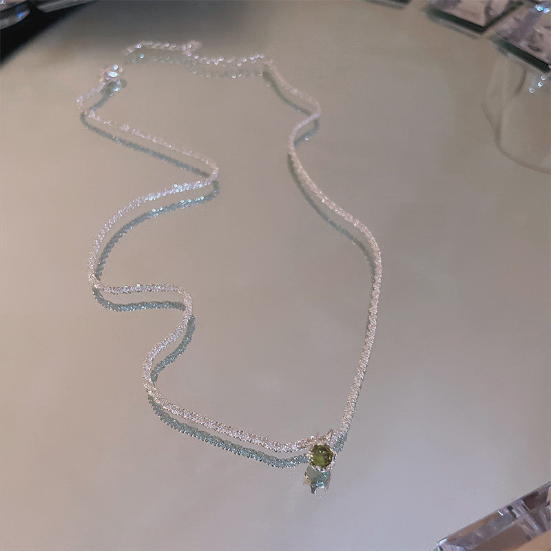 Vintage Green Alloy Female Sparkling Olive Necklaces