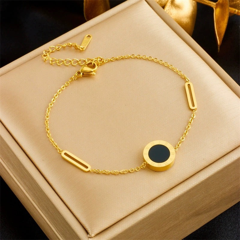 Women's Double-sided Wear Black White Shell Titanium Steel Necklaces