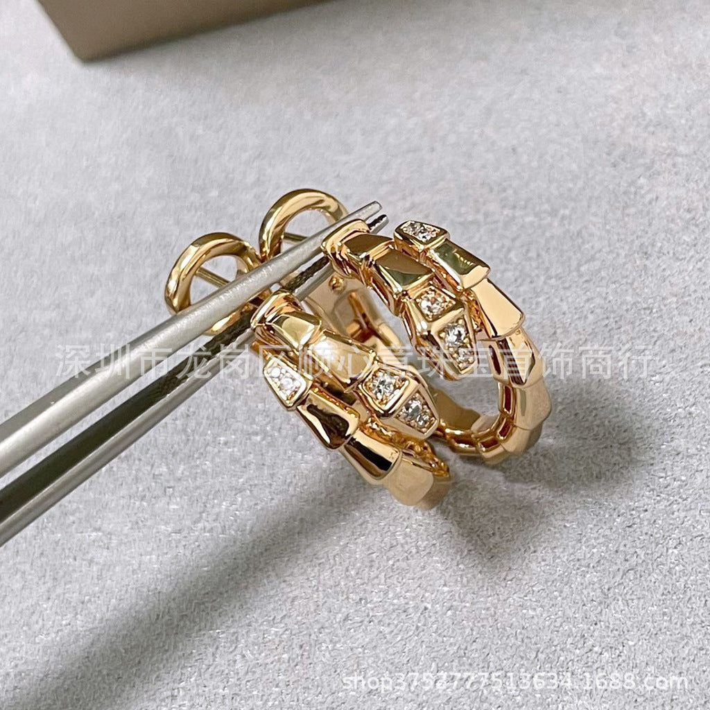 Full Diamond Fritillary Ring-shaped Activity Sweet Earrings
