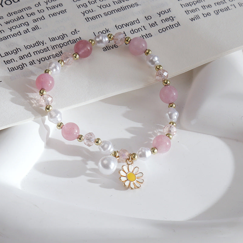 Clothing Glass Floral Beads Fresh Pastoral Tourist Attractions Elastic Bracelets