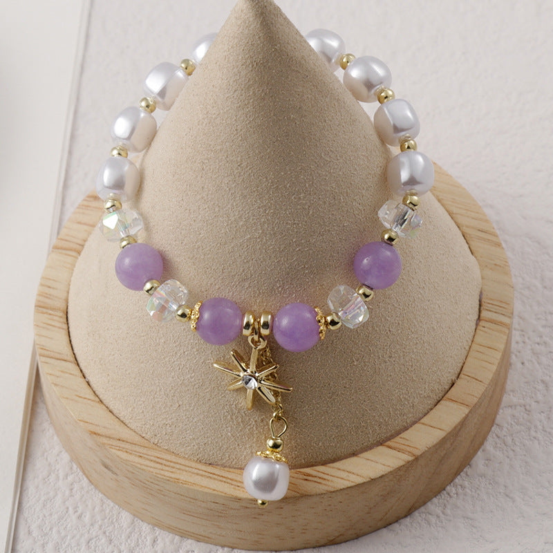 Clothing Glass Floral Beads Fresh Pastoral Tourist Attractions Elastic Bracelets