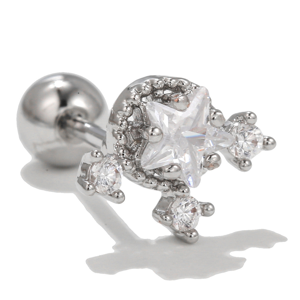 Women's Loving Heart Zircon Flower For Niche Design Ear Bone Earrings