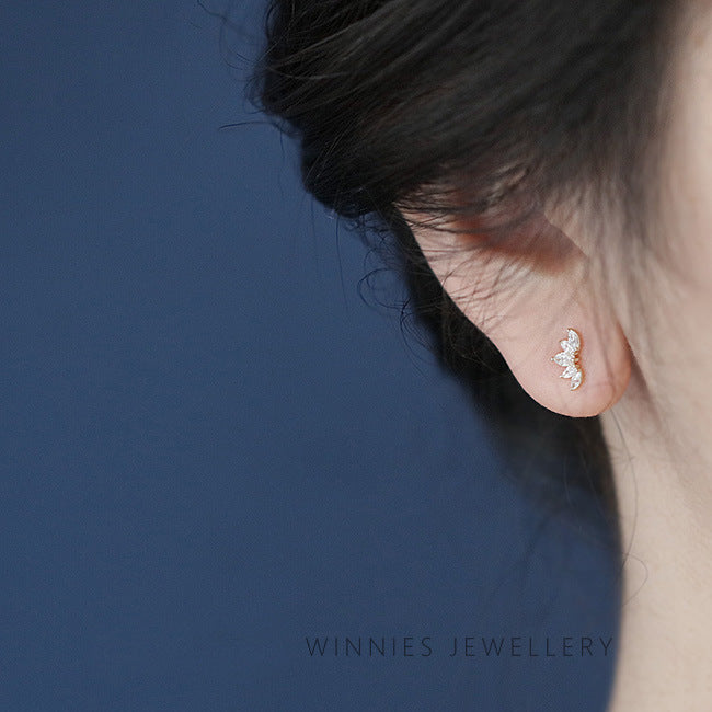 Women's Sterling Sier Gold-plated Small Exquisite Inlaid Earrings