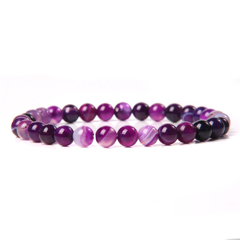Women's & Men's Single Circle Beaded Natural Agate Stone Bracelets