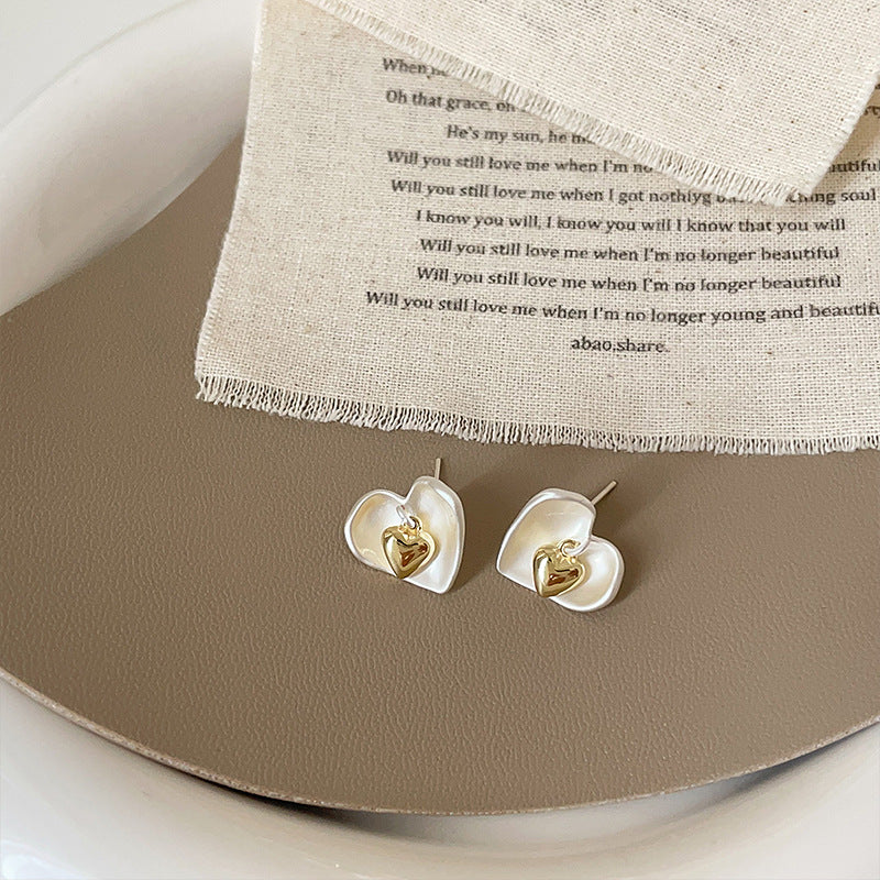 Niche Design Dripping Oil Love Heart Earrings