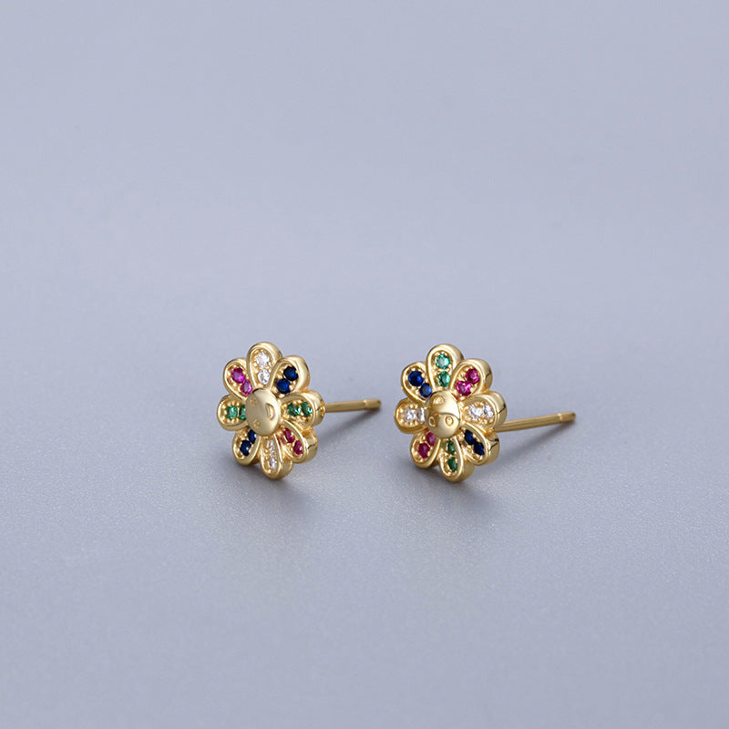 Women's Sier Flower Ear Design No Need Earrings