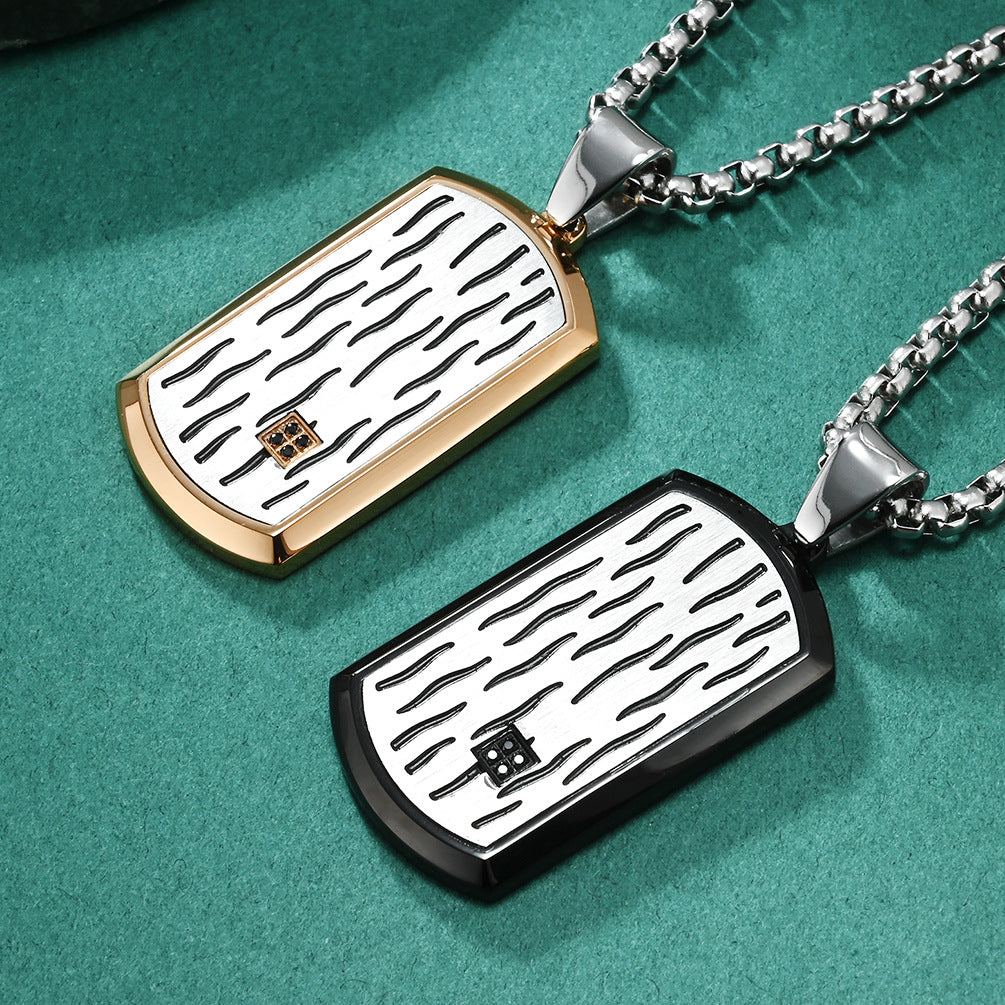 Men's Wave Ripple Series Three-dimensional Bevel Dog Necklaces