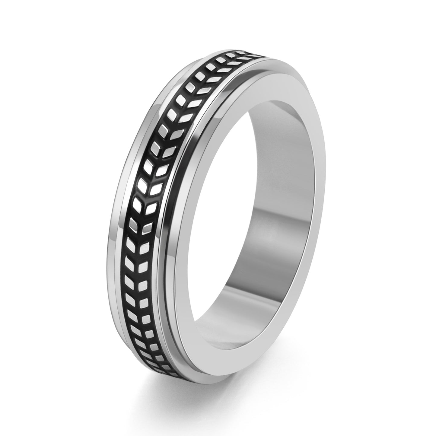 Women's & Men's Stainless Steel Olive Leaf Rotatable Classic Rings