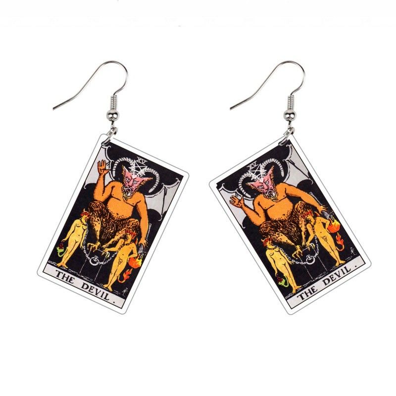 Acrylic Printing Double-sided Vintage Tarot Designer Earrings