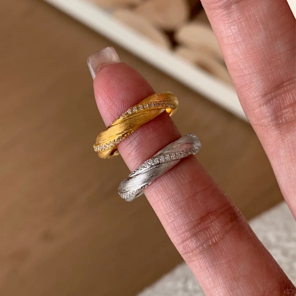 Style Brushed Rotating Twist Female Minority Fashion Rings