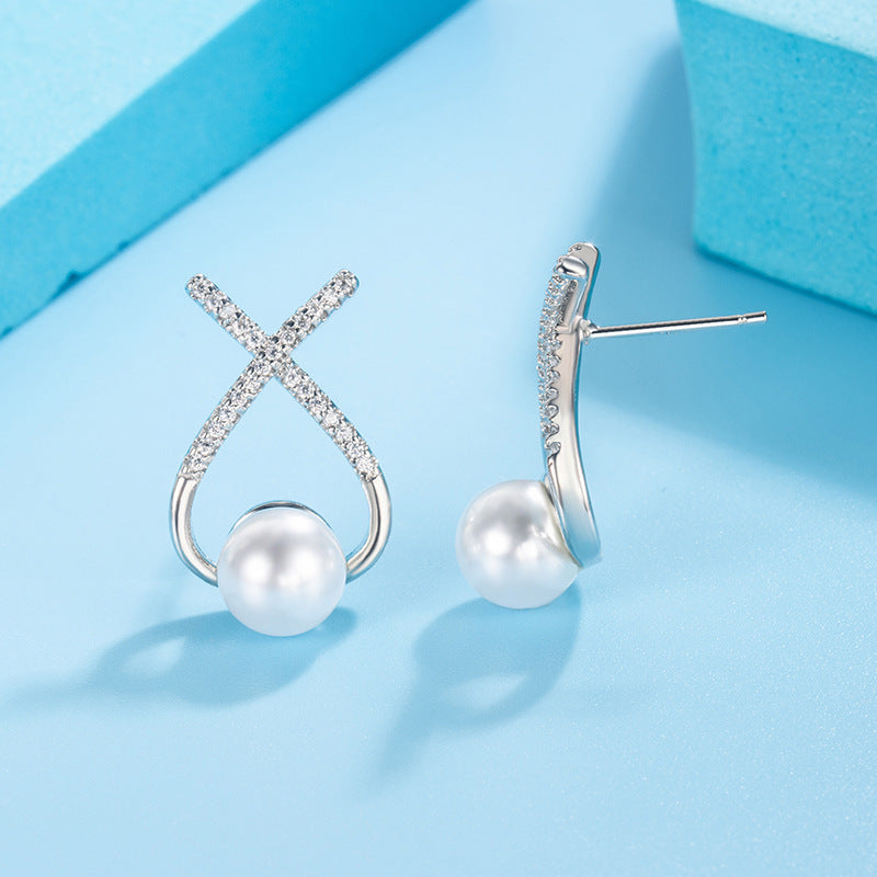 Letter Pearl Female Retro Elegant Exquisite French Earrings