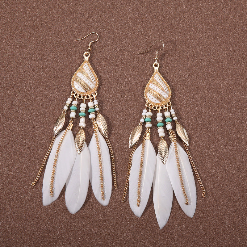 Women's Tassel For Water Drop Long Ethnic Earrings