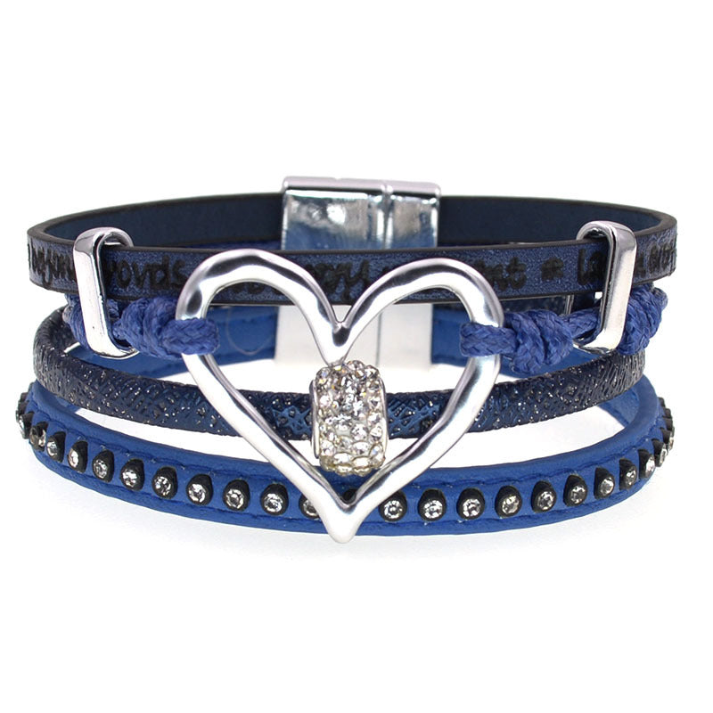 Women's Simple Big Love Leather Brace Lace Bracelets
