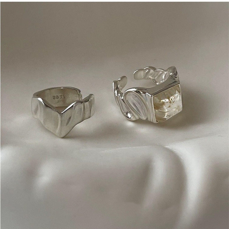Women's Sugar Retro Fashion Geometry Pattern V-shaped Open Hip Hop Rings