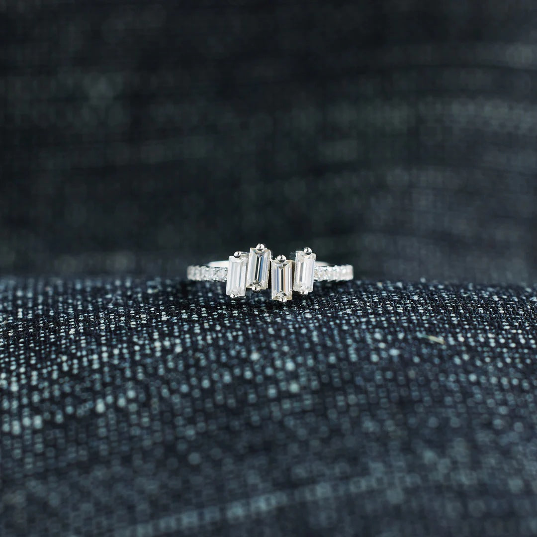 Women's Sterling Sier Chain Undulating Small Long Hair Zircon Simple Rings