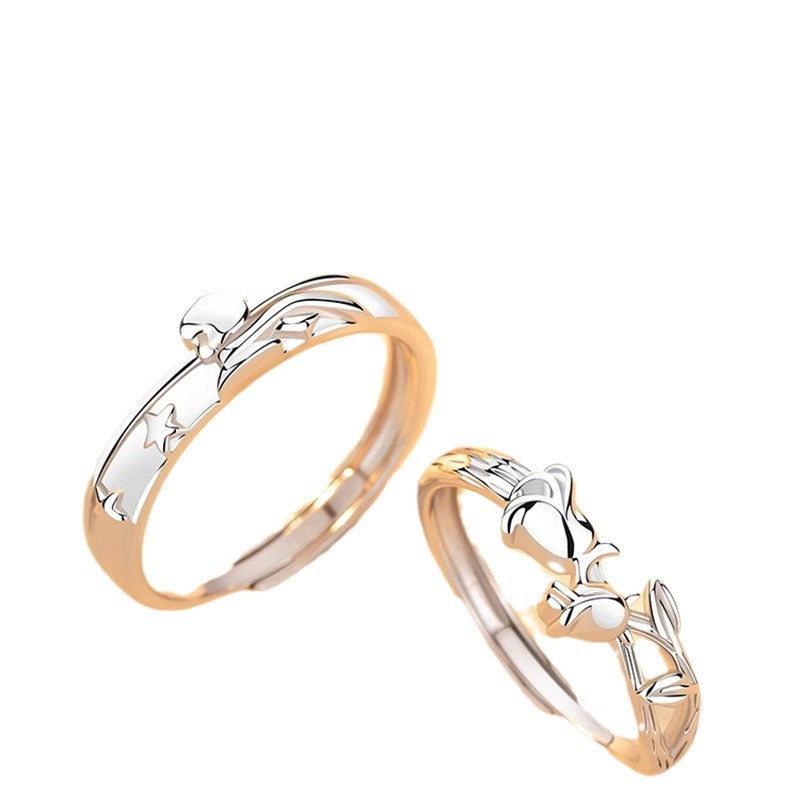 Couple Sterling Sier One Finger Light Luxury Rings