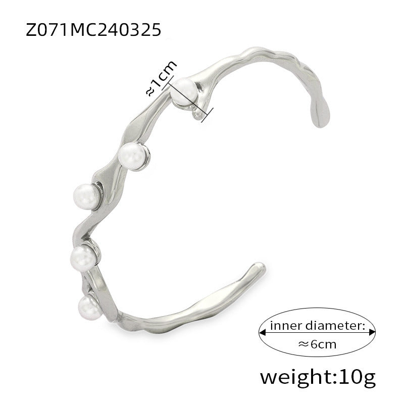 Design Geometric Pleated Texture Ornament Titanium Bracelets
