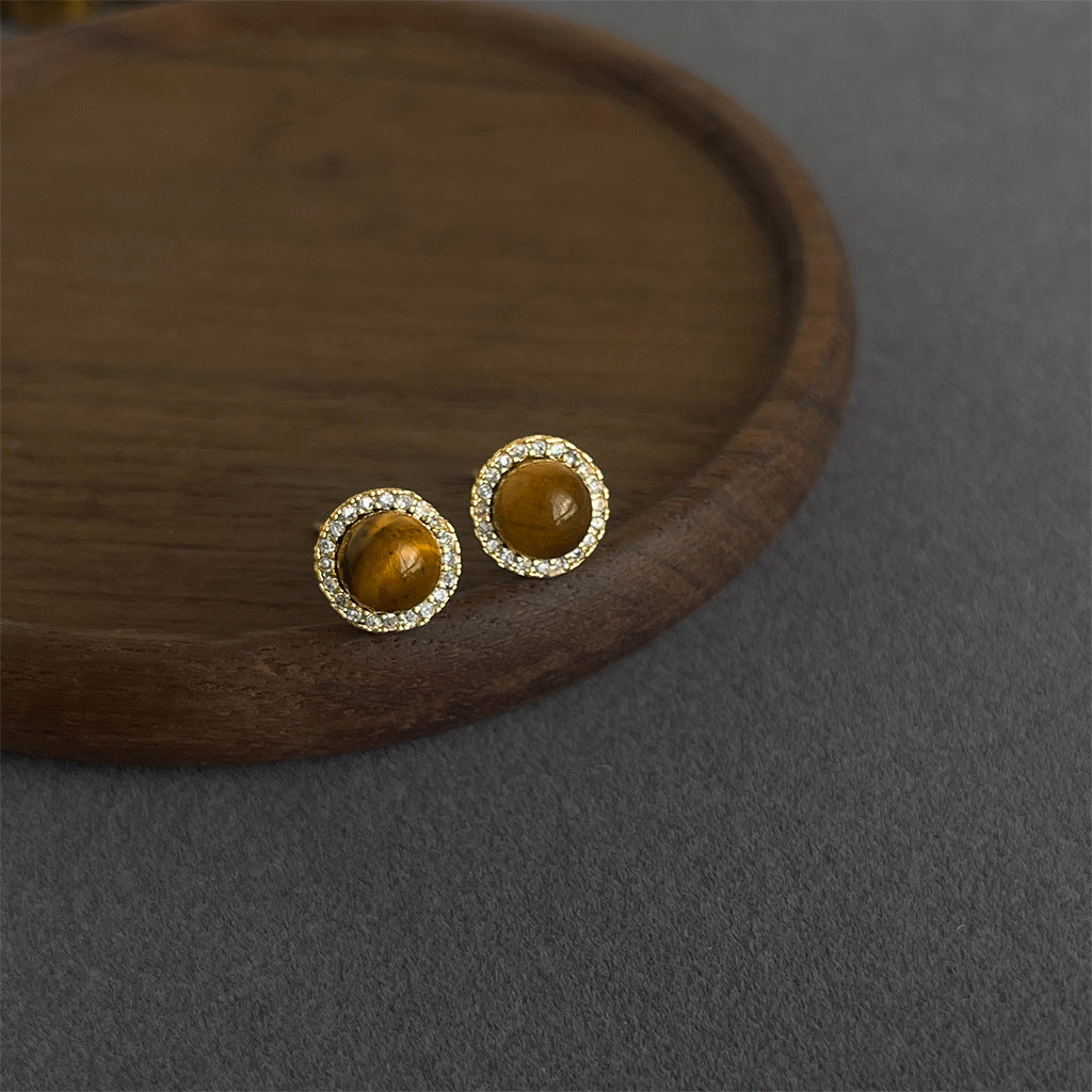 Women's Tigereye Niche Handmade French Entry Lux Earrings