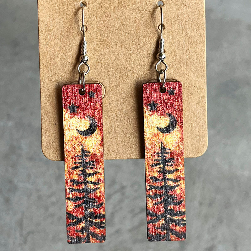 Natural Texture Color Simple Night Forest Earrings
