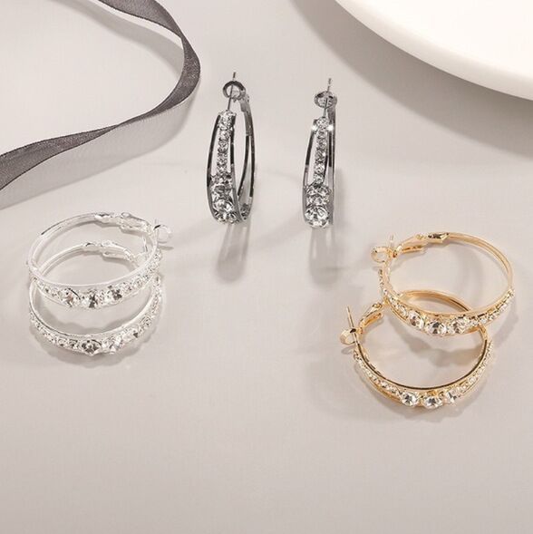 Women's Hot Rhinestone Mosaic Big Circle Ear Earrings