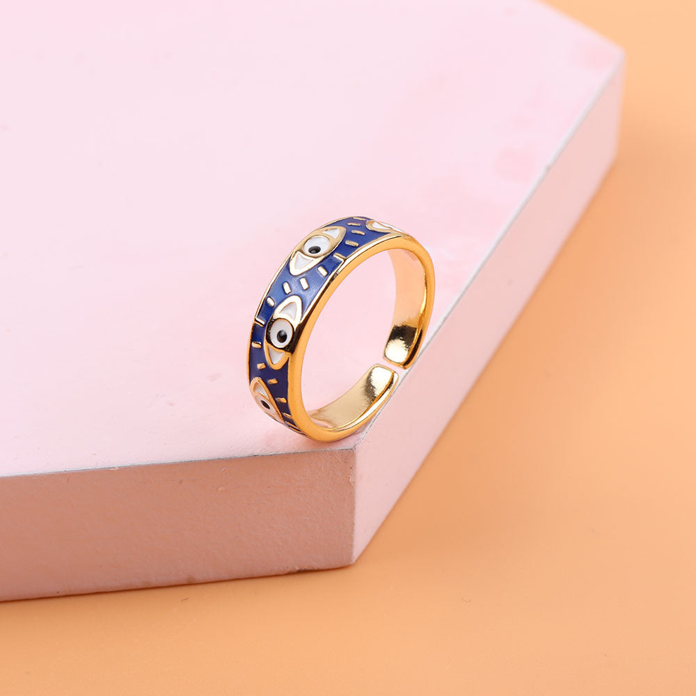 Fashion Gold Colorful Oil Devil's Eye Rings