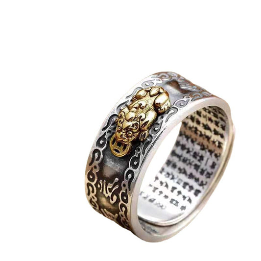 Creative Vintage Thai Sier Folding Mouth Female Mascot Eight Rings